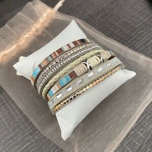 SAACHI Blue and Brown Layered Bracelet
